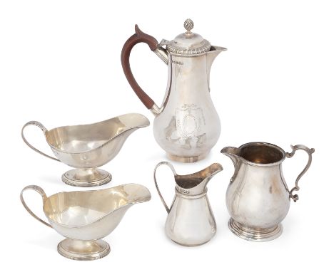 A group of Victorian and later silver. Various dates and makers. The group comprising: a Victorian coffee pot, Sheffield, 187