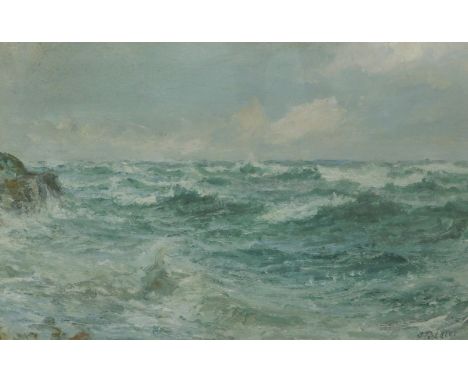 19thC British School.  Seascape, oil on canvas, indistinctly signed, 50cm x 75cm