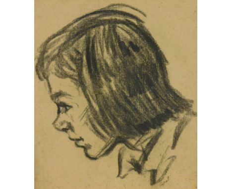 Hyman Segal (1914-2004).  Head and shoulders portrait of a young man, charcoal, signed, 27cm x 23cm
