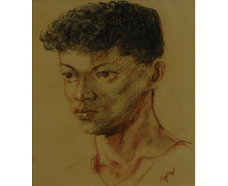 Hyman Segal (1914-2004).  Portrait of an African man, coloured pastels, signed, 27cm x 22.5cm