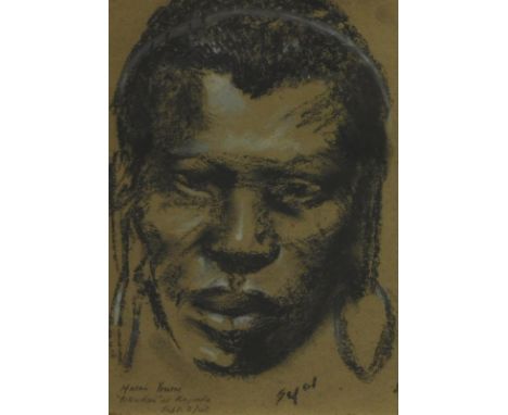 Hyman Segal (1914-2004).  Masai Youth 'Sika-Kaa' at Kajiado, pastel with highlight, signed, titled and dated Sept 3 (19)43, 2