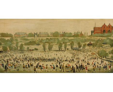 Laurence Stephen Lowry (1887-1976).  Peel Park, artist signed coloured print, 41cm x 78cm