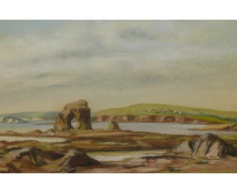 Dorothy Say (20thC).  Coastal scene, pastel - a pair, signed, artist label verso, 33cm x 45cm