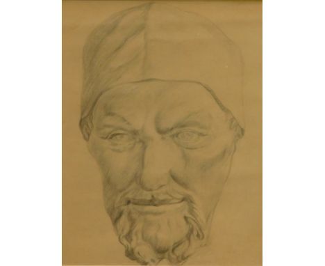 20thC School.  Portrait study, pencil, 26.5cm x 20cm