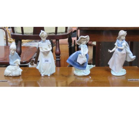 FOUR VARIOUS GLAZED CERAMIC LLADRO FIGURES 