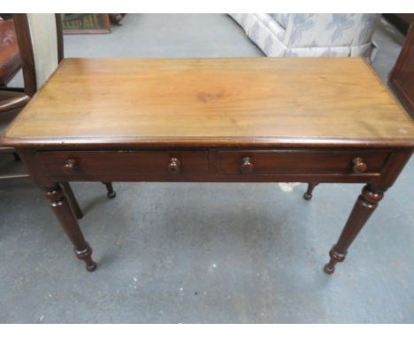 TWO DRAWER VICTORIAN MAHOGANY CONSOLE TABLE 