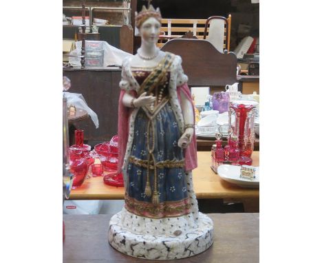 ANTIQUE HANDPAINTED GLAZED CERAMIC ROYALTY FIGURE, APPROXIMATELY 36cm HIGH 