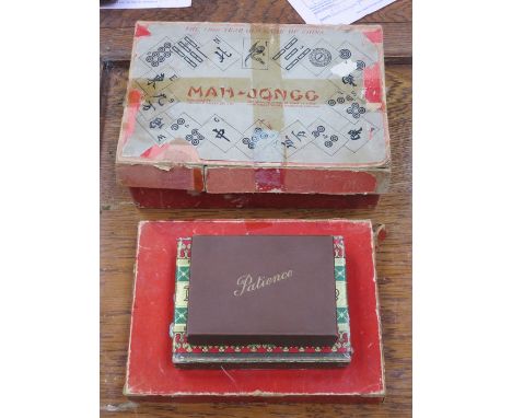 CASED MAH JONG SET AND VARIOUS PLAYING CARDS, ETC. 
