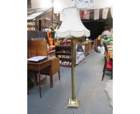 BRASS COLUMN FORM STANDARD LAMP 