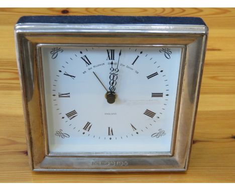 HALLMARKED SILVER MOUNTED SMALL MANTEL CLOCK 