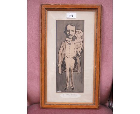 ORIGINAL CARTOON SKETCH DEPICTING REVEREND FRED HIBBERT (19th CENTURY SOCIAL RADICALIST FROM BLACK BURN), SIGNED BY ADMIRAL, 