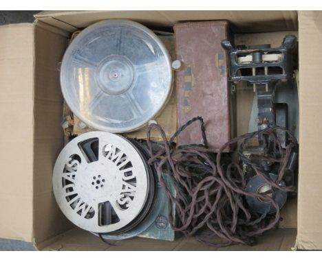 BOX CONTAINING CINE CAMERA, PROJECTOR AND ACCESSORIES 