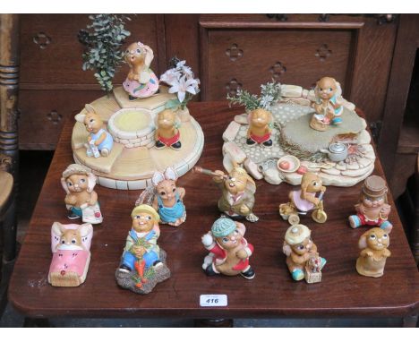 PARCEL OF PENDELFIN FIGURES AND TWO STANDS 