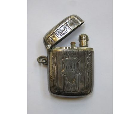 HALLMARKED SILVER VESTA CASE/LIGHTER AND MILITARY BADGE 