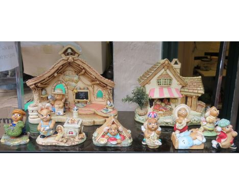 PARCEL OF PENDELFIN FIGURES AND TWO STANDS 