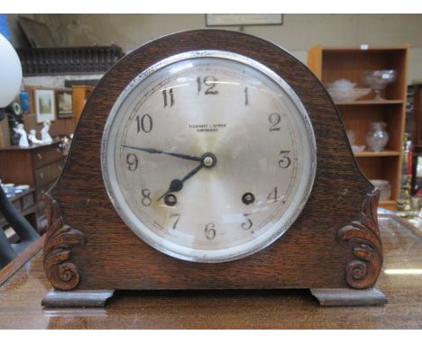 OAK CASED MANTEL CLOCK 