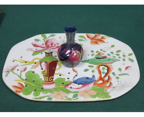 19th CENTURY DECOR CERAMIC STRAINER AND SMALL MOORCROFT VASE