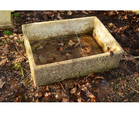 A COMPOSITE RECTANGULAR STONE EFFECT GARDEN TROUGH