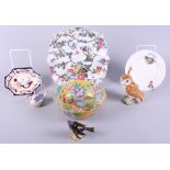 A Royal Crown Derby Imari paperweight, in the form of a bird (silver button), and other