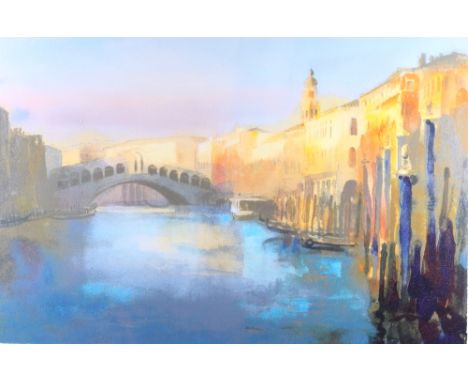 Cecil Rice: a signed limited edition colour print, "Early Morning in the Rialto", 50/300, in gilt frame 