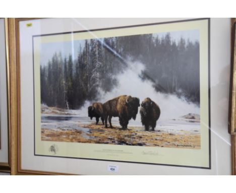 David Shepherd: a pencil signed limited edition print, "The Hot Springs of Yellowstone", blind stamped, in a gilt frame 