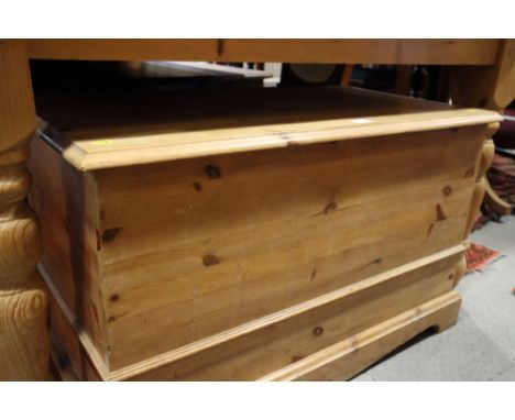 A waxed pine blanket box, on bracket feet, 34" wide 