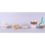Two Worcester porcelain pot-pourri dishes, a Chamberlains Worcester sprinkler vase with landscape