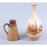 A Doulton Burslem baluster vase, decorated with a view of Stratford Church signed Hammersley, 10 1/