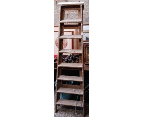 7 STEP VINTAGE WOODEN LADDER FOR DISPLAY PURPOSES ONLY
