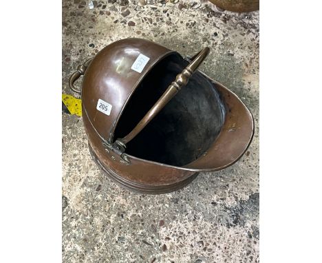 VINTAGE COPPER HELMET SHAPED COAL BUCKET