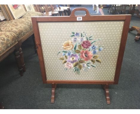 NEEDLE WORK GLAZED FIRE SCREEN