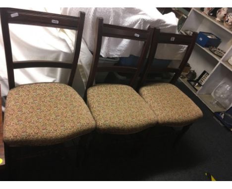 3 VINTAGE UPHOLSTERED DINING CHAIRS WITH TURNED LEGS