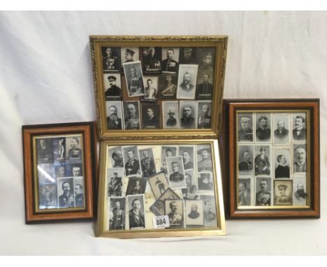 VICTORIAN MILITARY PORTRAIT, CIGARETTE CARDS IN 4 X FRAMES