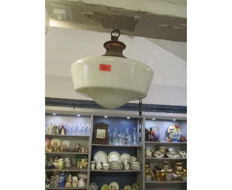 An early 20th century white opaline glass ceiling pendant light with copperized fittings, Location: SL ceiling 