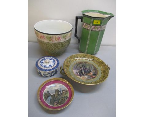 A mixed lot to include 19th century Prattware twin handled dish entitled The Truant by T WebsterLocation:11:1 