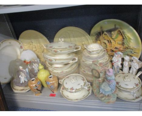 Ceramics and glassware to include a J & C Meakin dinner service, early 20th century glass lamp shade, plaster plaques and oth