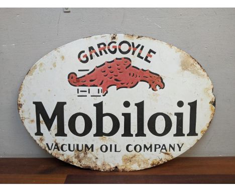 A reproduction enamel advertising sign Gargoyle Mobiloil Vacuum Oil Company, 36cm x 53cm
