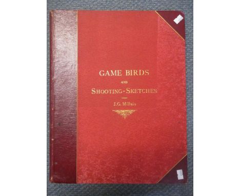 John Guille Millais - Game Birds and Shooting - sketches, London, Henry Sotheran & Co, 1892 first edition, gilt titled red cl