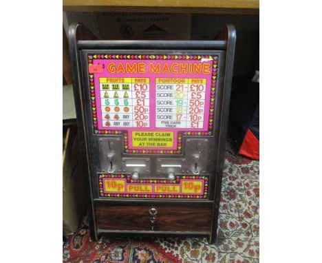 An electric 'The Game Machine' wall mounted fruit machine. Location:G 