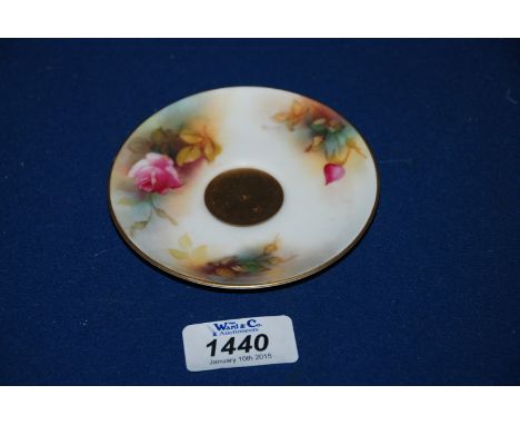 A hand-painted Royal Worcester Saucer, signed M. Hunt