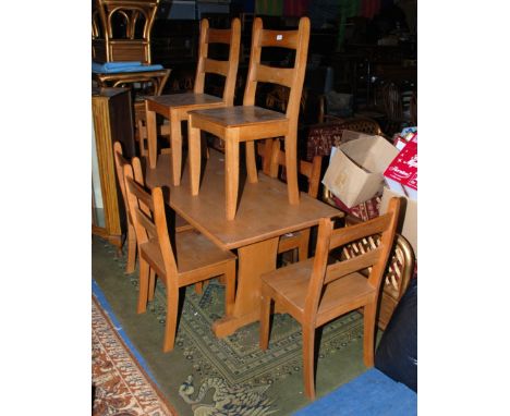 A superb quality light Oak bespoke Dining Suite comprising table and eight dining chairs, the Table having rectangular top, o