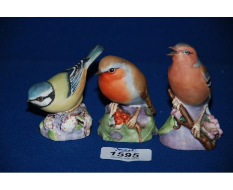 Three Royal Worcester models of birds - Robin, Chaffinch and Blue Tit