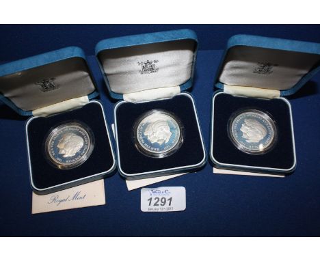 Three cased Silver proof Coins to mark the marriage of Her Royal Highness the Prince of Wales and Lady Diana Spencer 1981, we