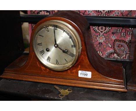 A Napoleon style inlaid chiming Mantle Clock - with key