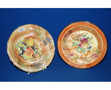 Two 'fruit and berry' decorated Bowls, both signed M & A Bloor