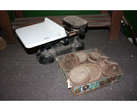 A set of W & T Avery Birmingham Scales, complete with weights