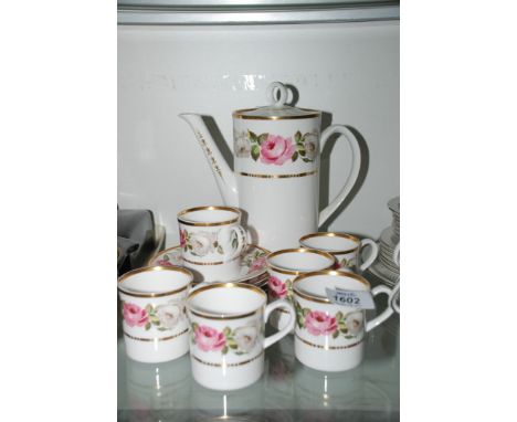 A Royal Worcester 'Royal Garden' part Coffee set including large coffee pot, six cups and saucers