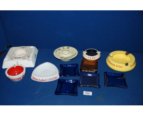 A large quantity of Brewery Ashtrays including 'Sapporo Beer', Gordon's Gin, Carlsberg, four small Cognac square Dishes, Scot