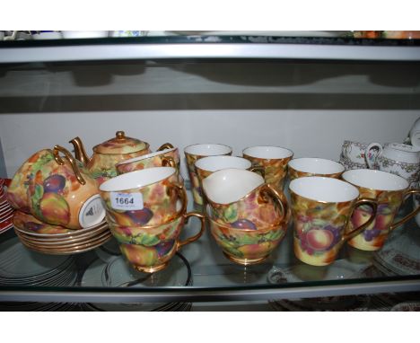 A Hose Street Pottery, hand painted and signature to base, Breakfast set of Cups and saucers, etc. and six similar hand paint