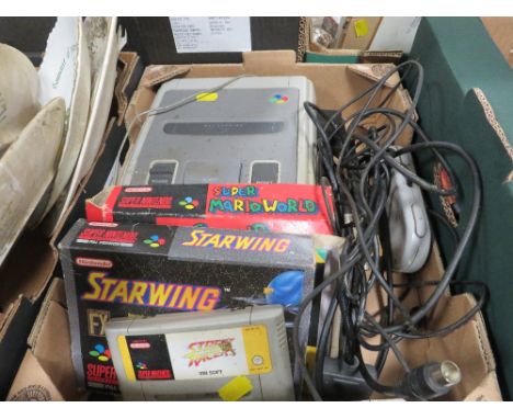 A VINTAGE SUPER NINTENDO CONSOLE TOGETHER WITH VINTAGE GAME A/F 